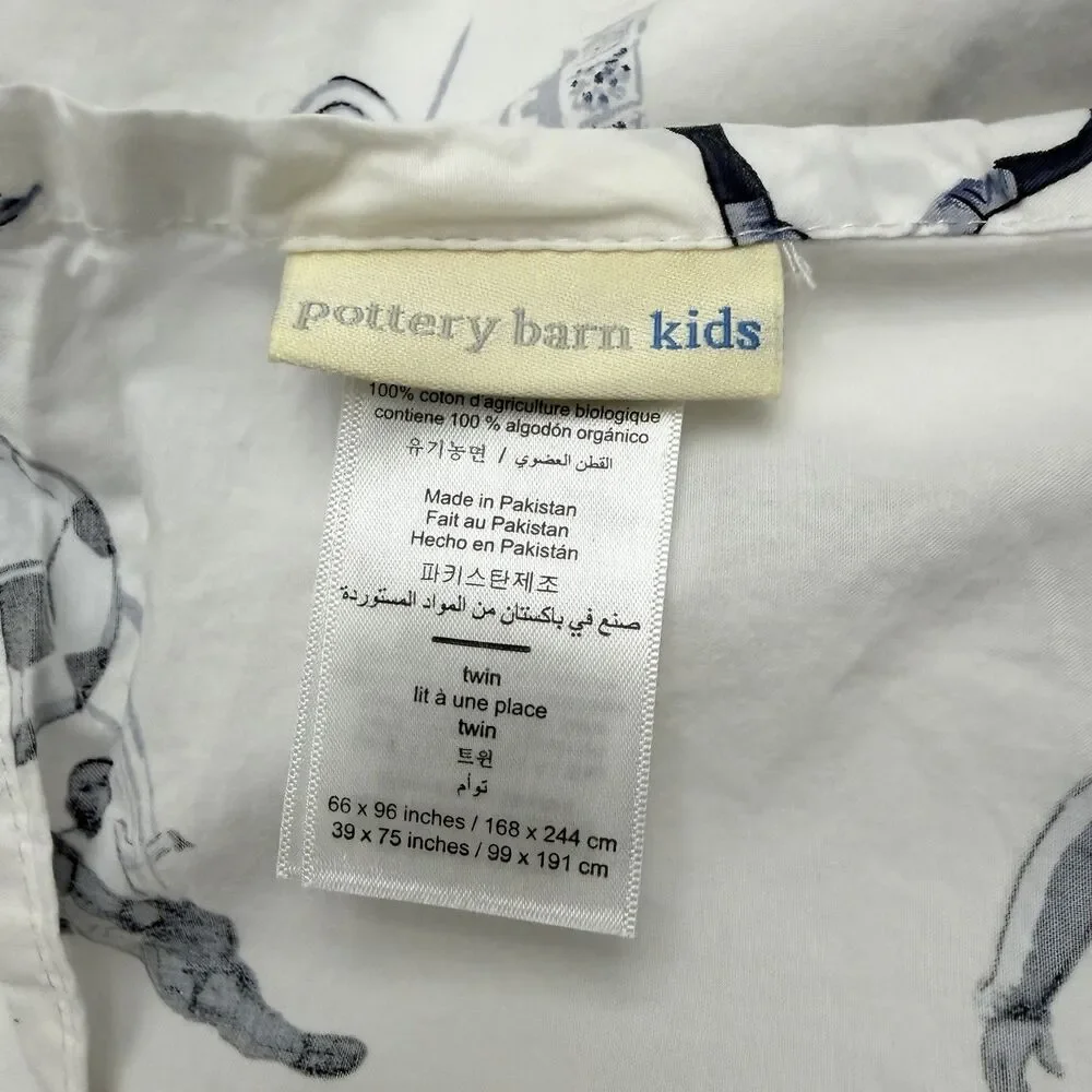 Pottery Barn Kids Organic All Sports Flat Fitted Sheets Twin Grey Blue Soccer